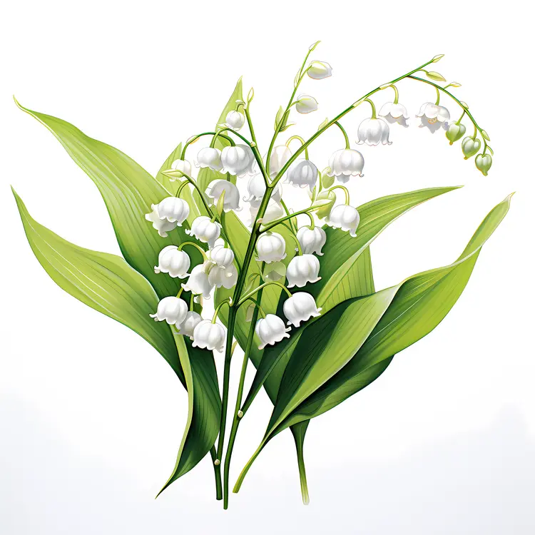 Delicate Lily of the Valley with Green Leaves