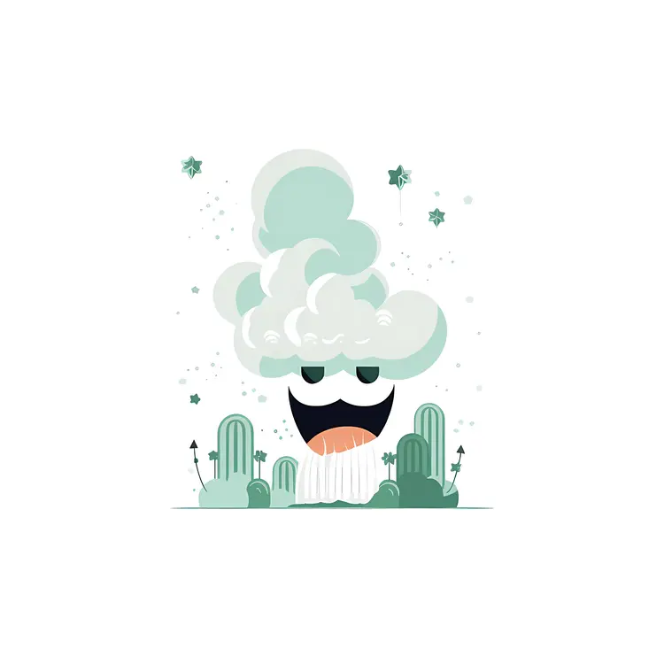 Happy Cartoon Cloud with a Smiling Face
