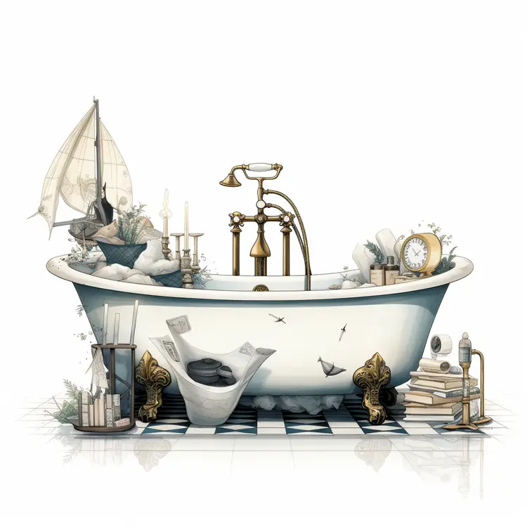 Bathtub with Books and Candles
