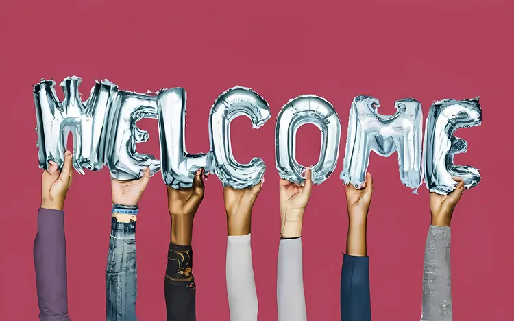 Welcome Balloon Letters with Hands