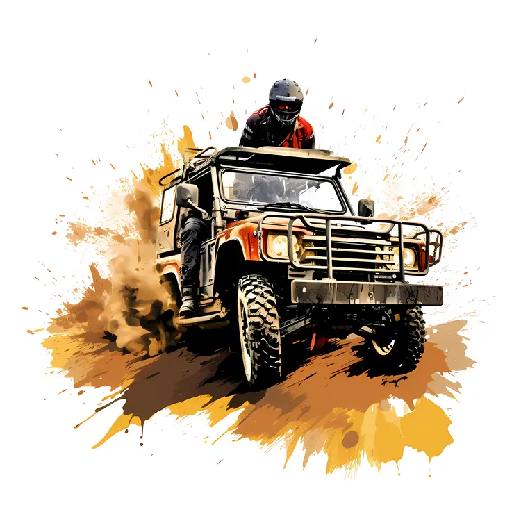 Off-Road Vehicle in Muddy Terrain