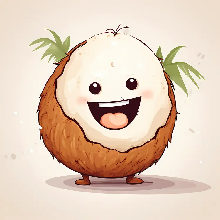 Cheerful Coconut Cartoon Character