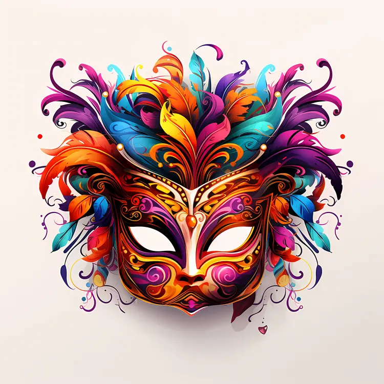 Feathered Mask with Vibrant Colors