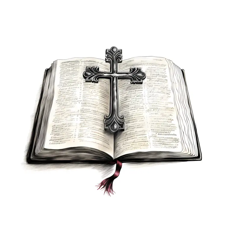 Open Book with Ornate Cross on Pages