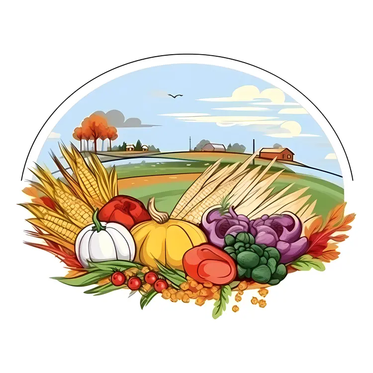 Autumn Bounty with Pumpkins and Corn
