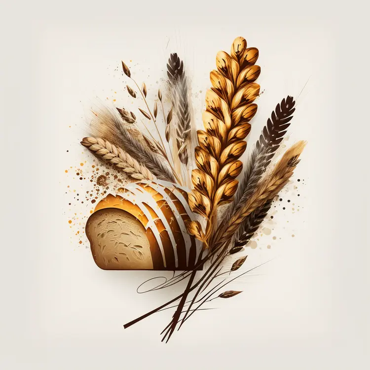 Artistic Bread and Wheat Illustration