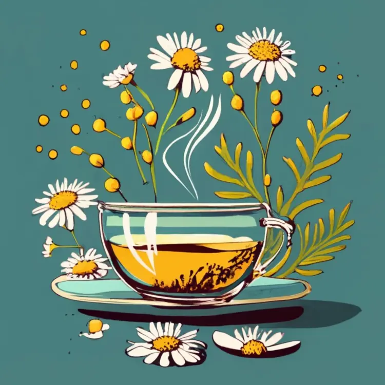 Transparent Tea Cup with Daisy Flowers
