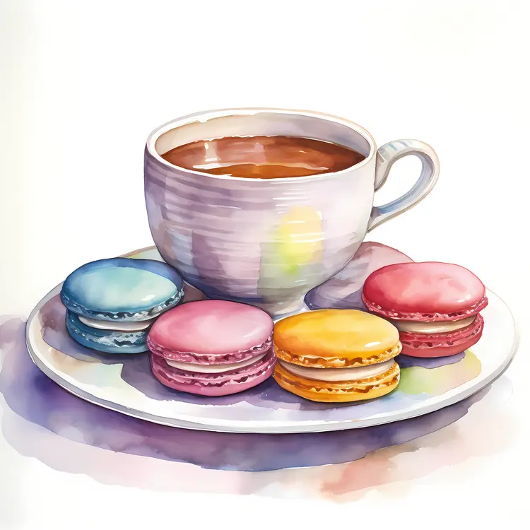 Macarons and Coffee on a Plate