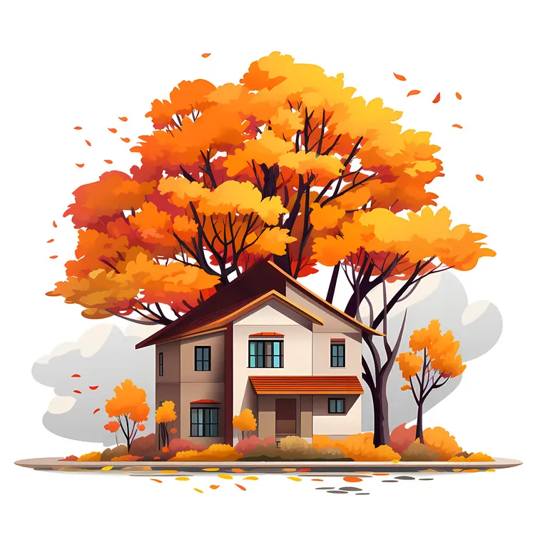 House with Fall Foliage