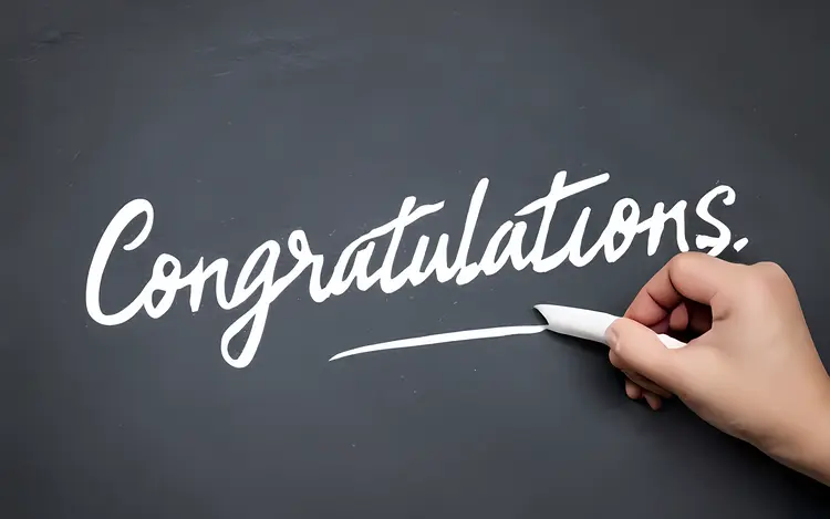 Handwritten Congratulations on Blackboard