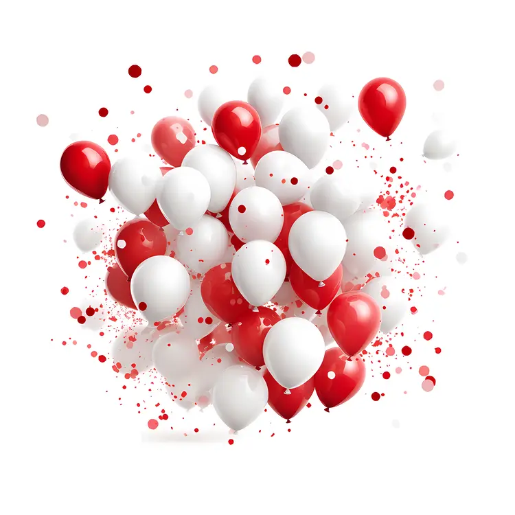Red and White Balloons with Splashes