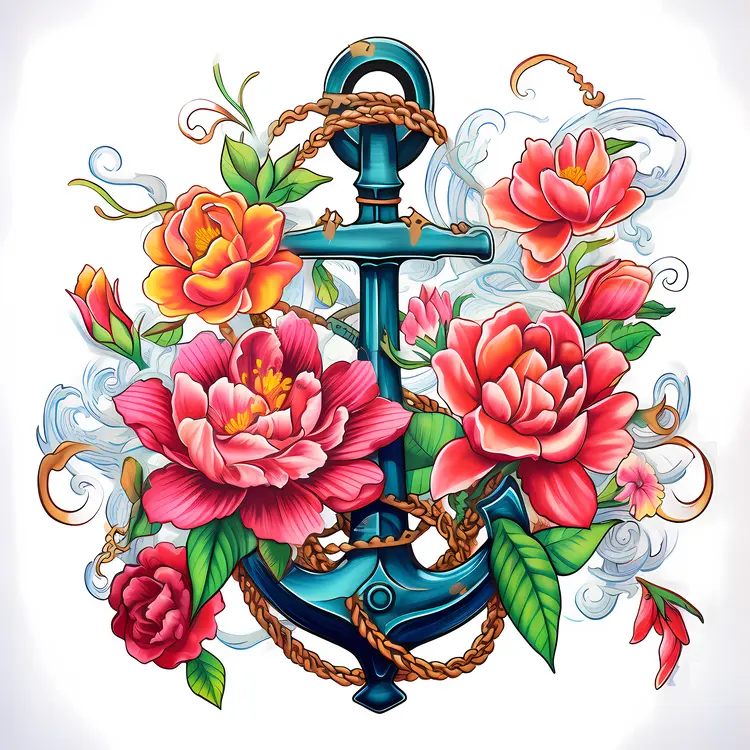 Vibrant Anchor with Blooming Flowers