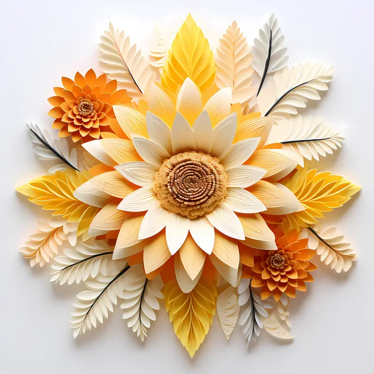 Beautiful Paper Flower Craft in Yellow and White