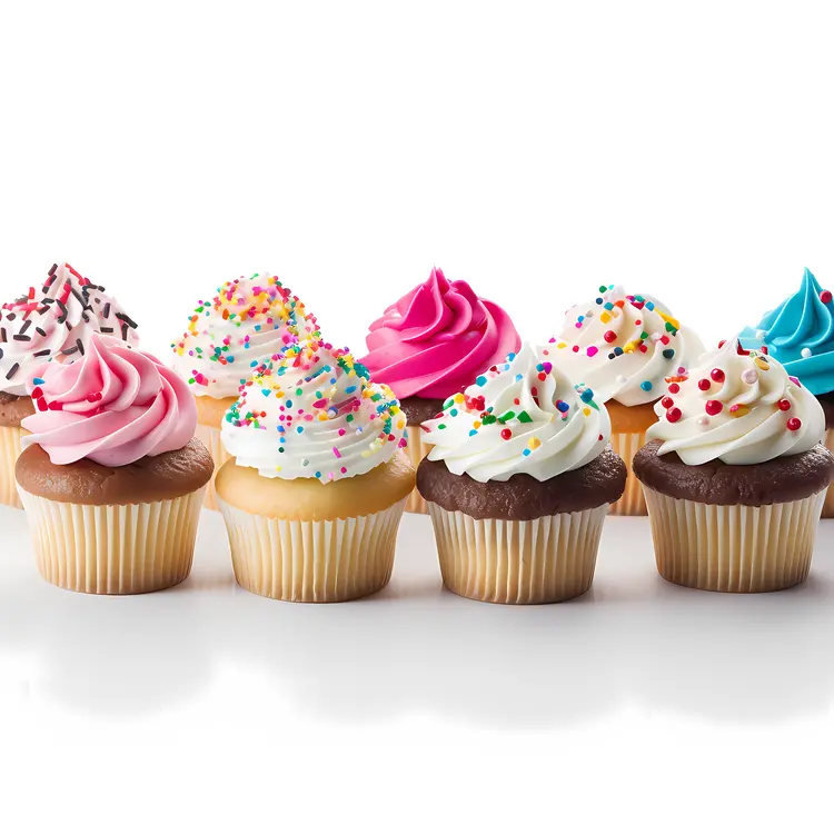 Assorted Cupcakes with Colorful Frosting