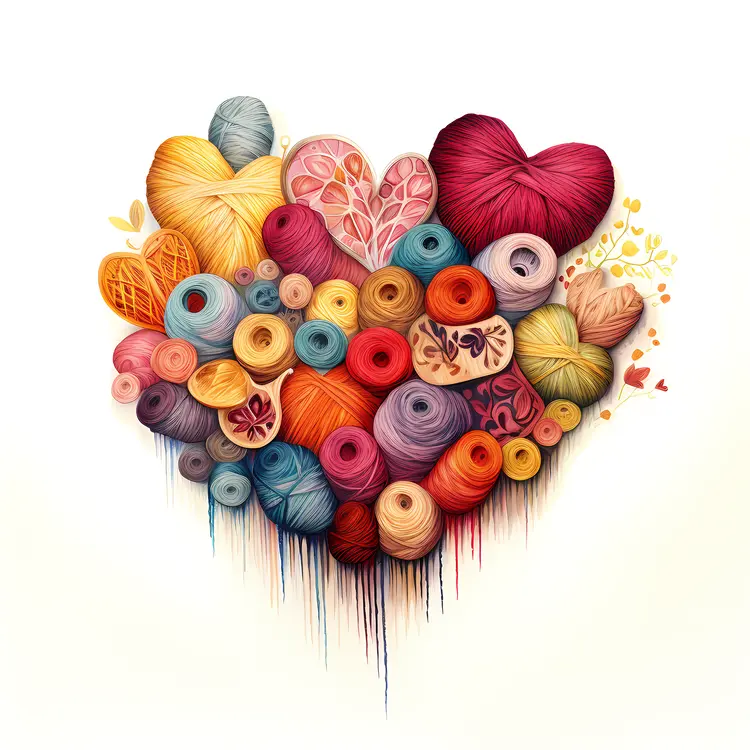 Heart-Shaped Arrangement of Yarn Balls