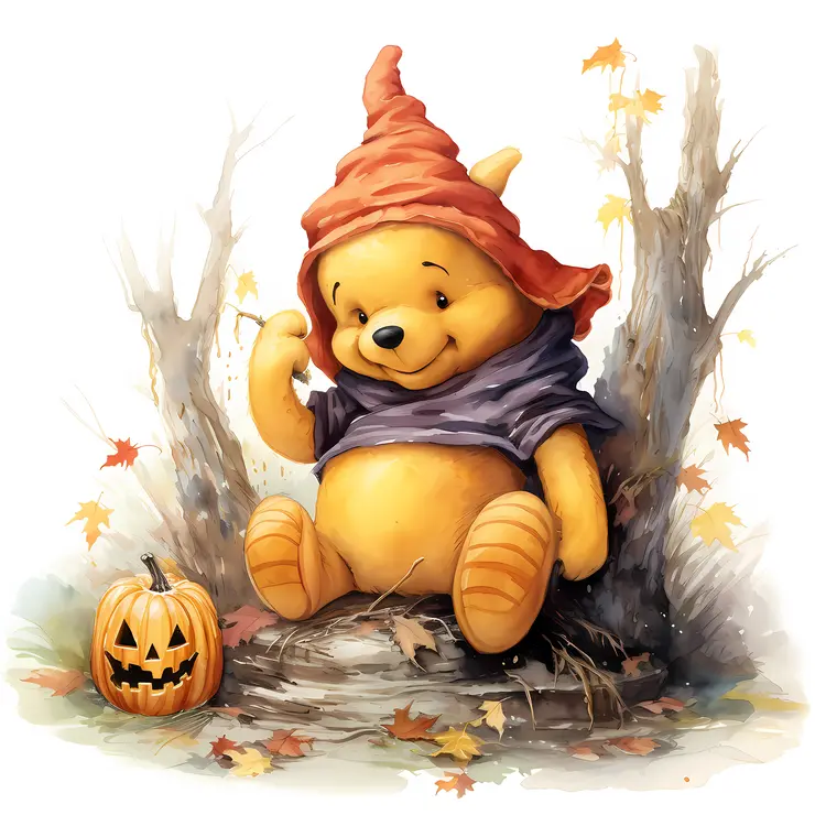 Bear in Hat with Pumpkin