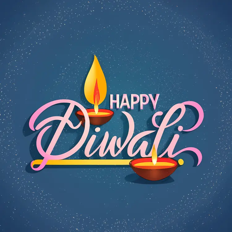 Happy Diwali with Pink Text and Diyas
