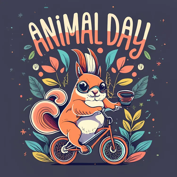 Cute Squirrel on a Bicycle for Animal Day