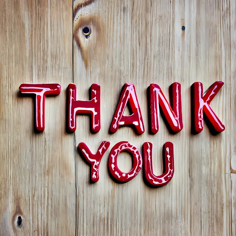 Red Thank You Letters on Wooden Background