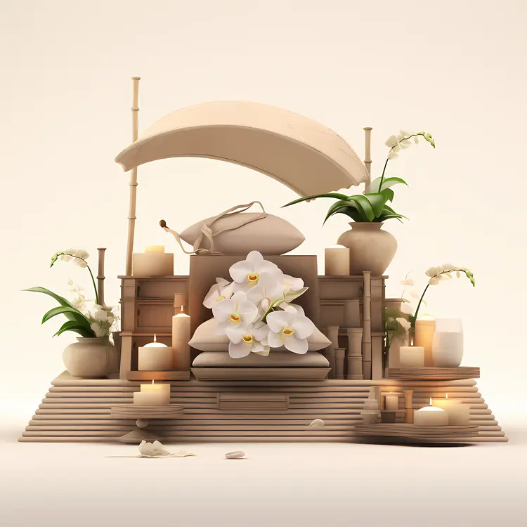 White Orchids and Candles in Spa Decor