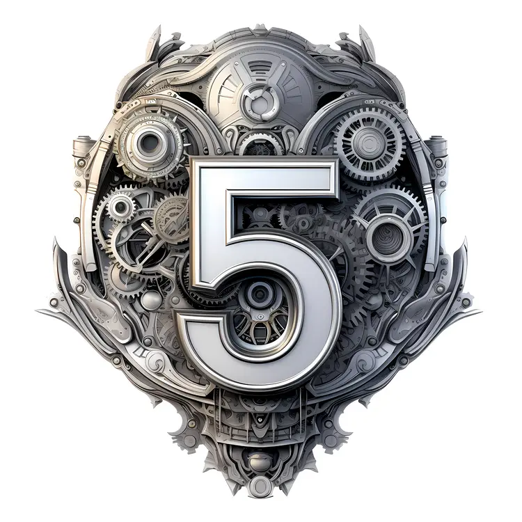 Mechanical Number 5 with Gears
