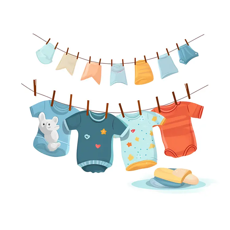 Colorful background of children's clothing and accessories for rainy days