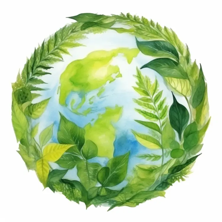 Green Earth Surrounded by Leaves