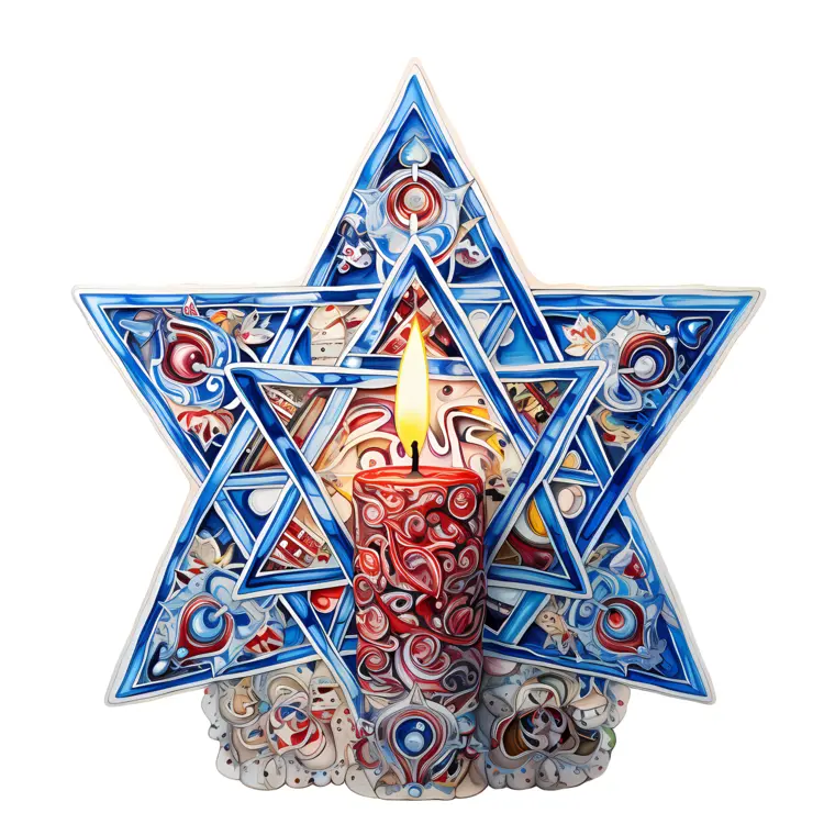 Blue Star with Single Candle Decoration