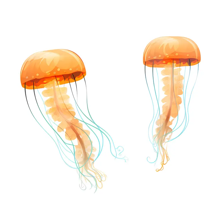 Orange Jellyfish Pair