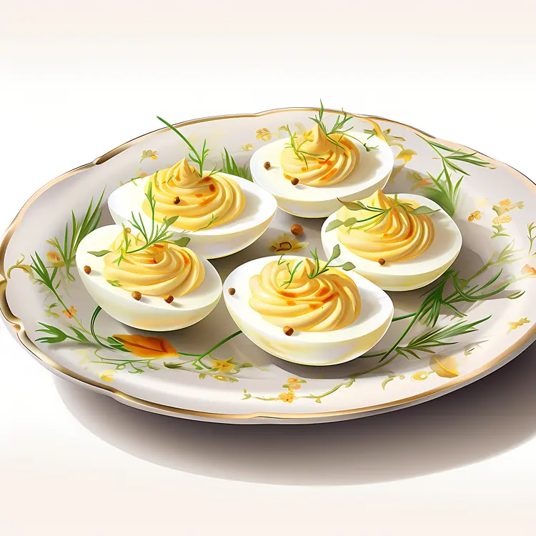 Deviled Eggs on a Floral Plate