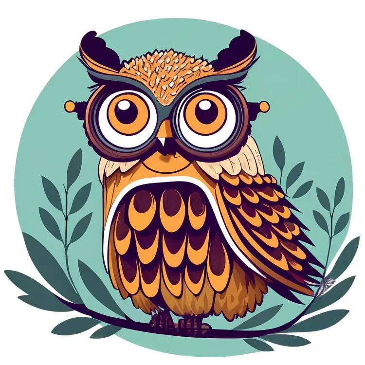 Wise Owl with Glasses