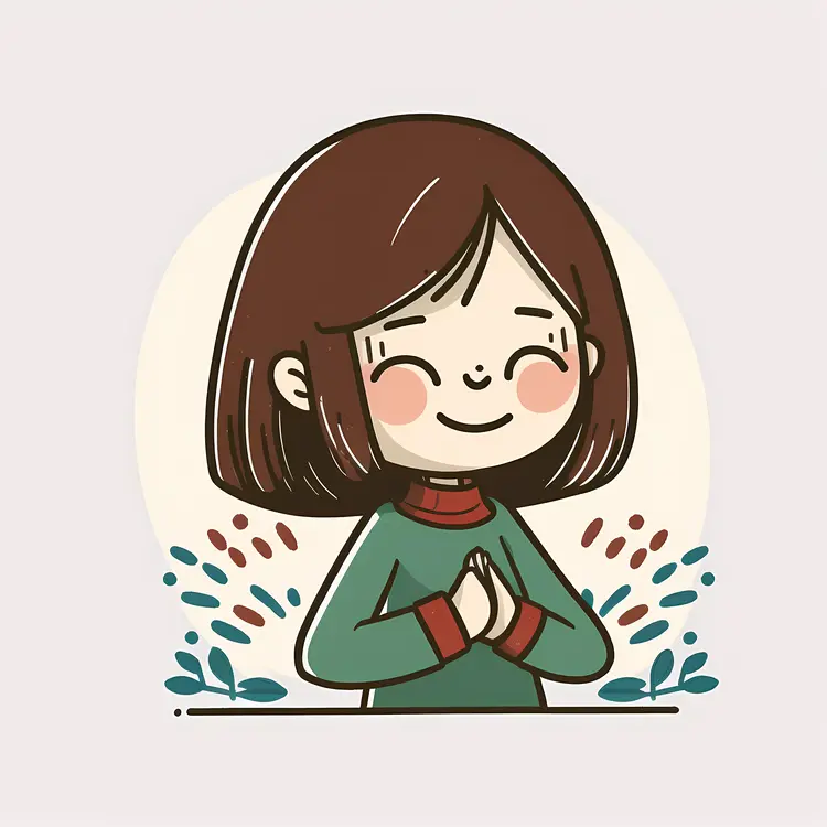 Praying Girl with Hands Together