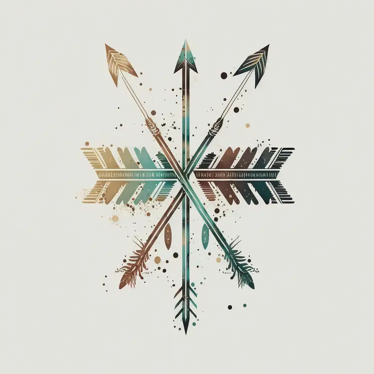 Artistic Crossed Arrows with Feathers