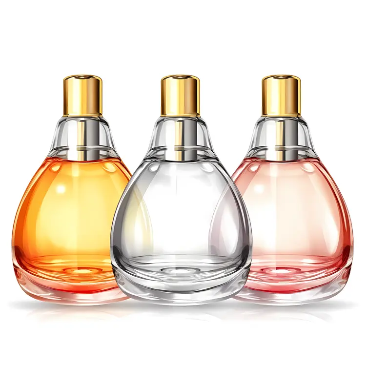 Stylish Orange, Clear, and Pink Perfume Bottles
