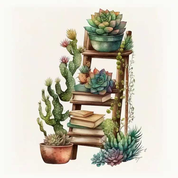 Beautiful Succulent Plants on Wooden Shelf