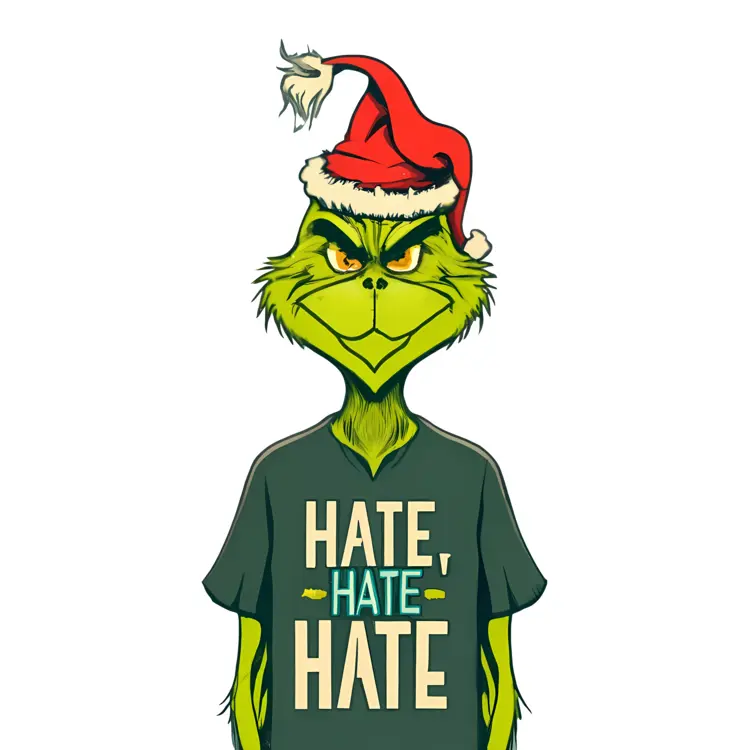 Green Grinch with 'HATE, HATE, HATE' Shirt