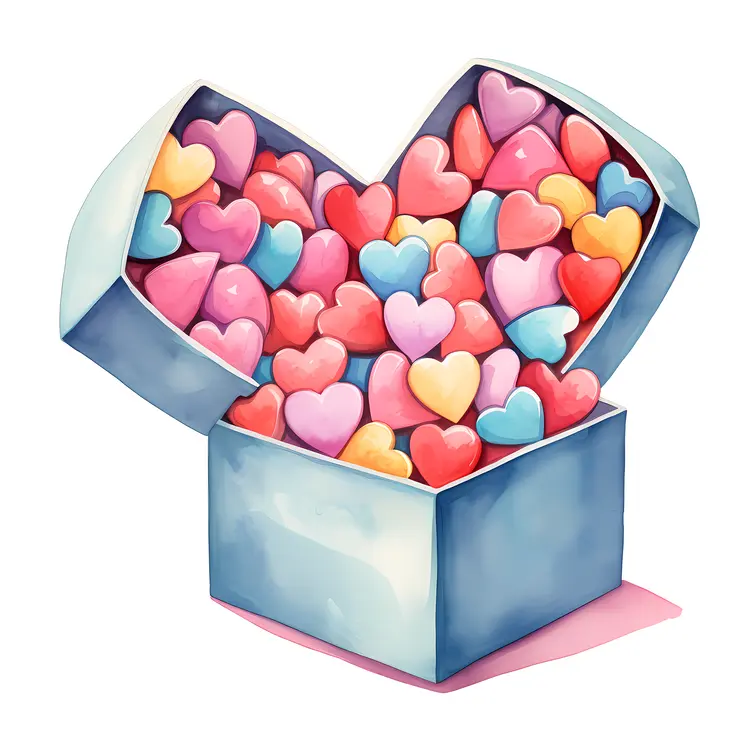 Box of Colorful Hearts for Valentine's Day