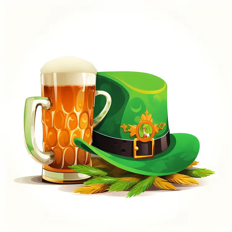 Green Hat and Beer Mug for St. Patrick's Day Celebration