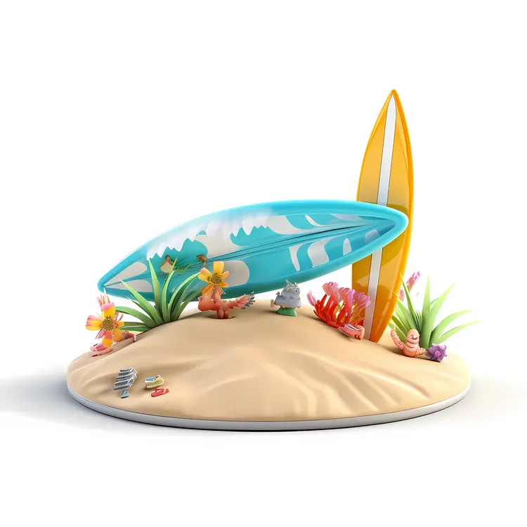 Colorful Surfboards on Sandy Beach