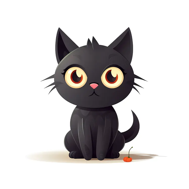 Cute Black Cat Cartoon Illustration