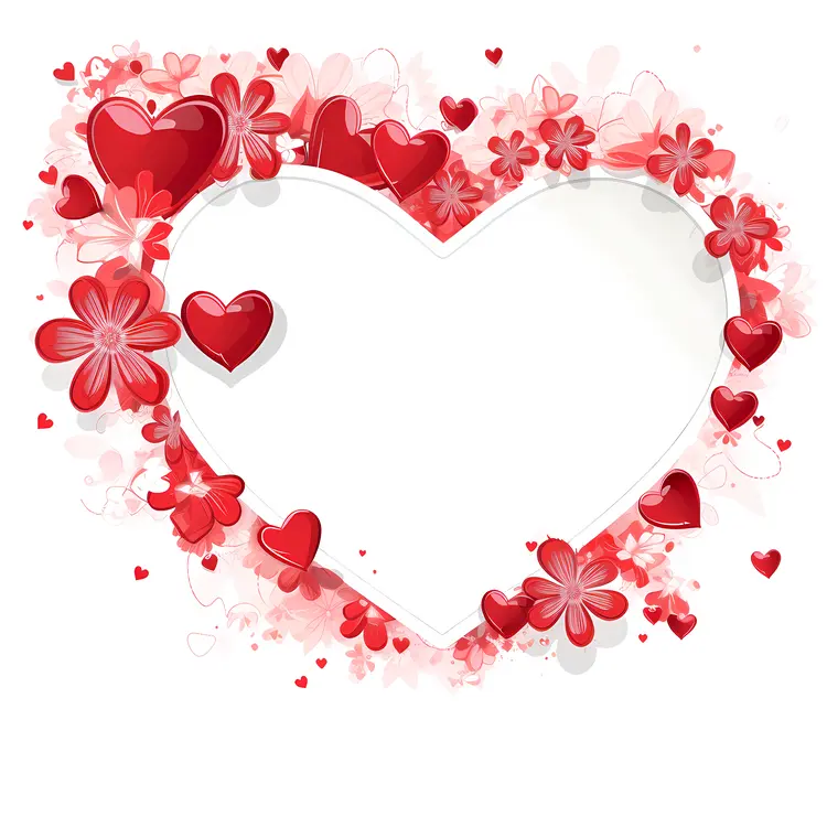 Heart with Red Flowers for Valentine's Day