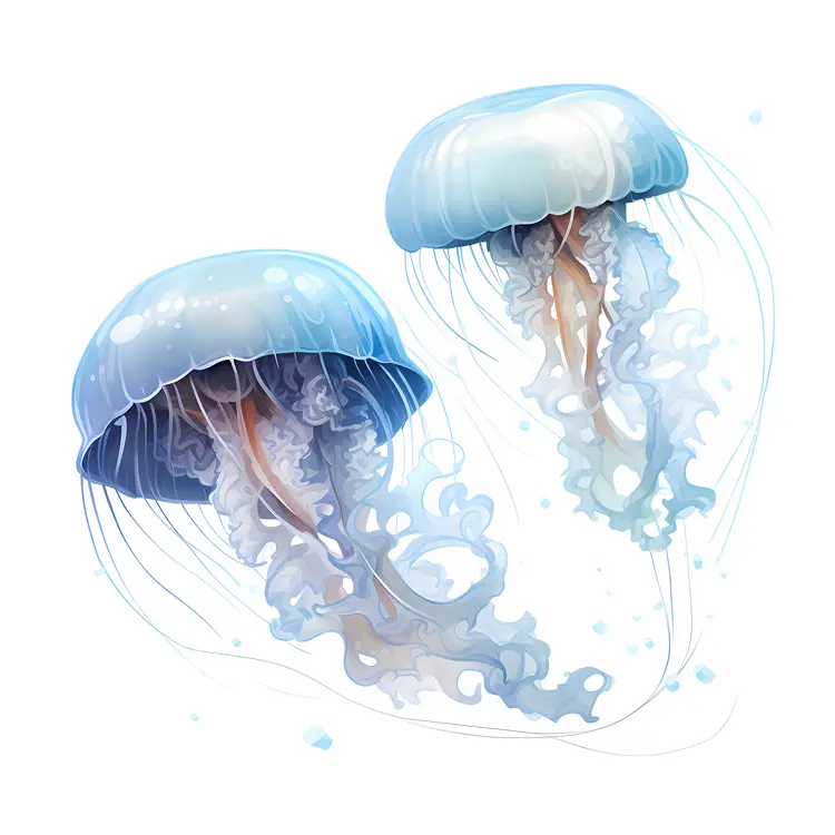Blue Jellyfish with Flowing Tentacles