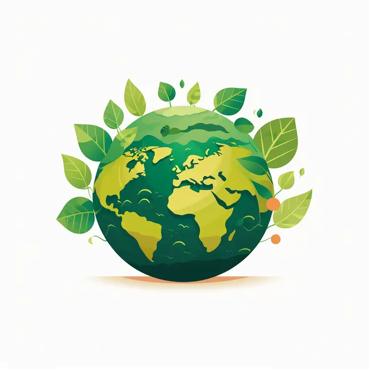 Green Earth with Leaves for Earth Day Concept