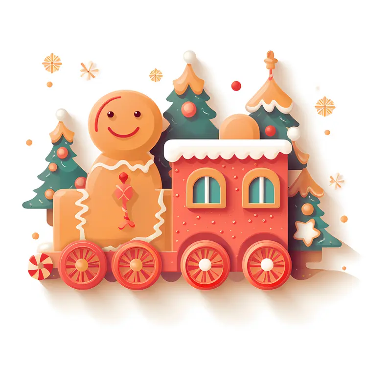 Gingerbread Train with Trees and Candy