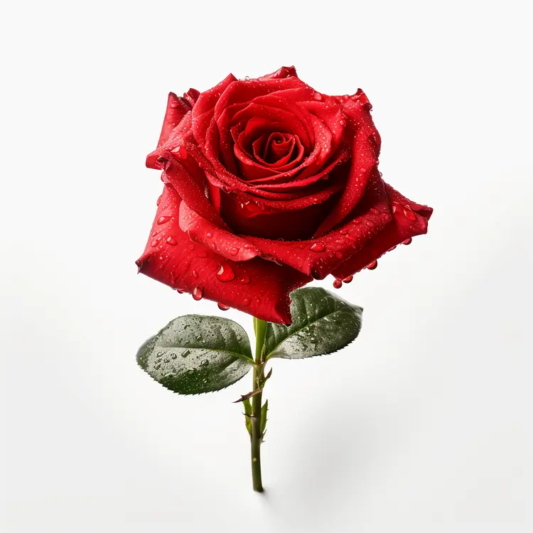 Red Rose with Dew