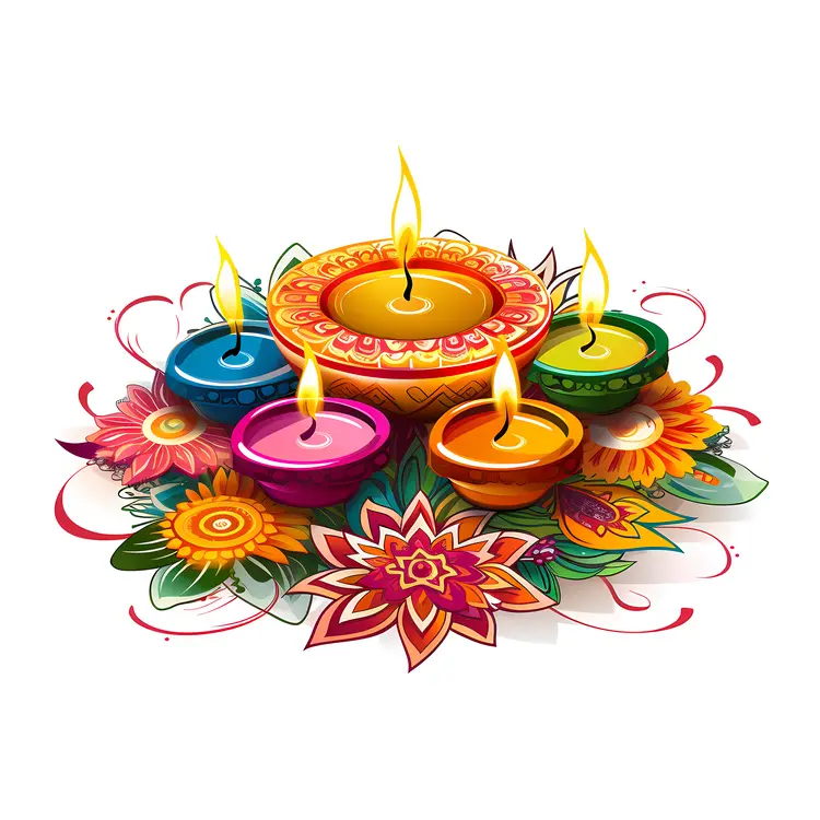 Vibrant Diya Lamps for Diwali Festival