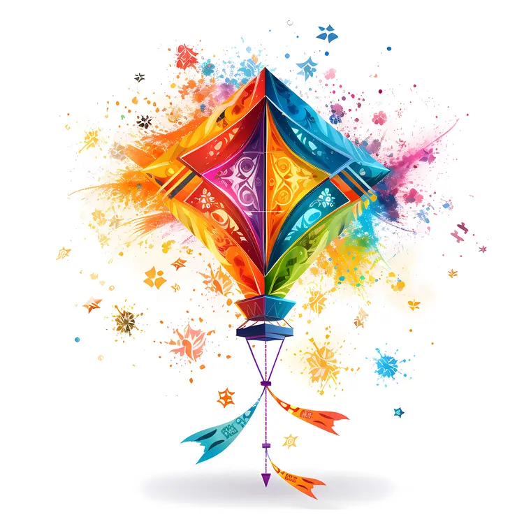 Single Colorful Kite with Splashes
