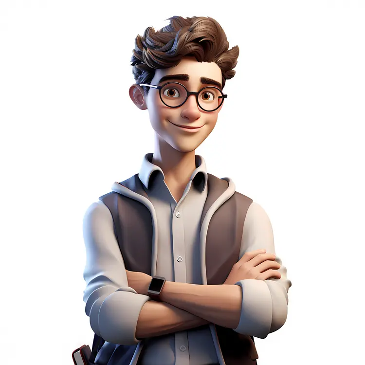 Boy with Glasses and Crossed Arms