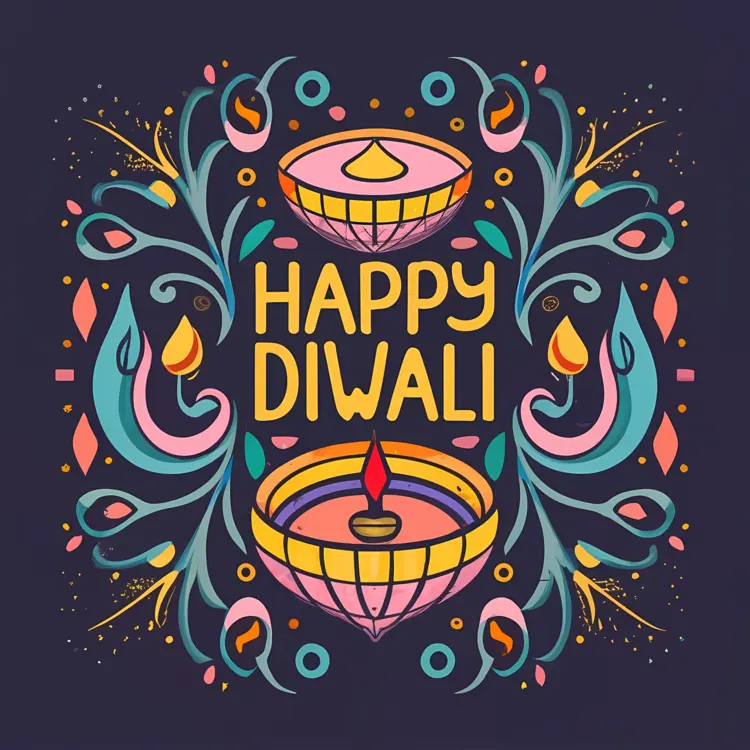 Happy Diwali with Colorful Decorations