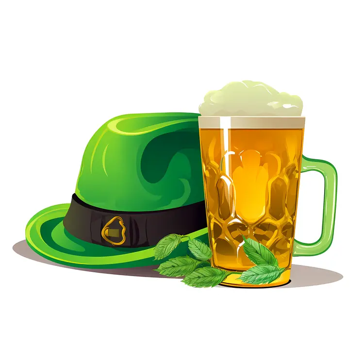 Beer and Green Hat for St. Patrick's Day Celebration